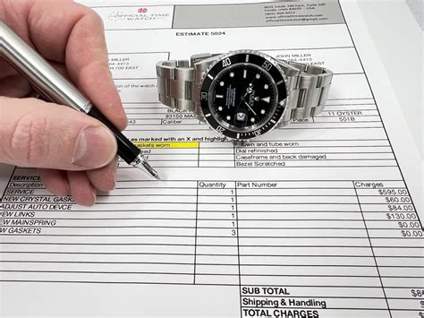 rolex service estimate